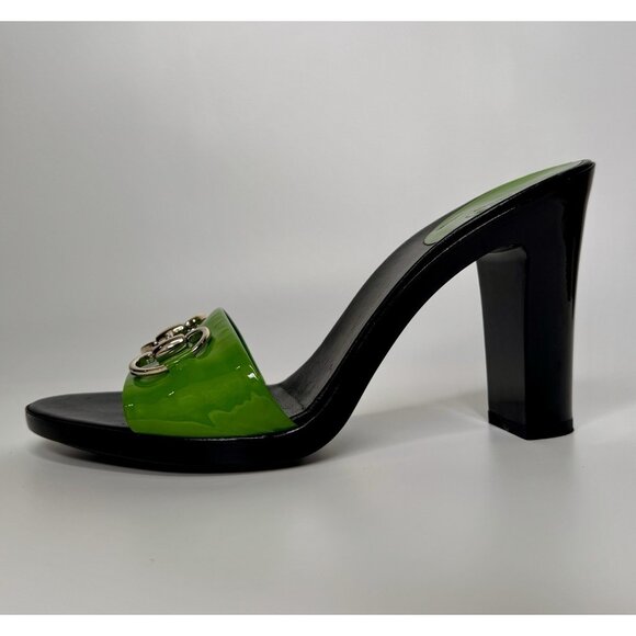 Gucci Horsebit Size 9,5/40 Green Patent Leather Heel Sandal - Picture 5 of 16